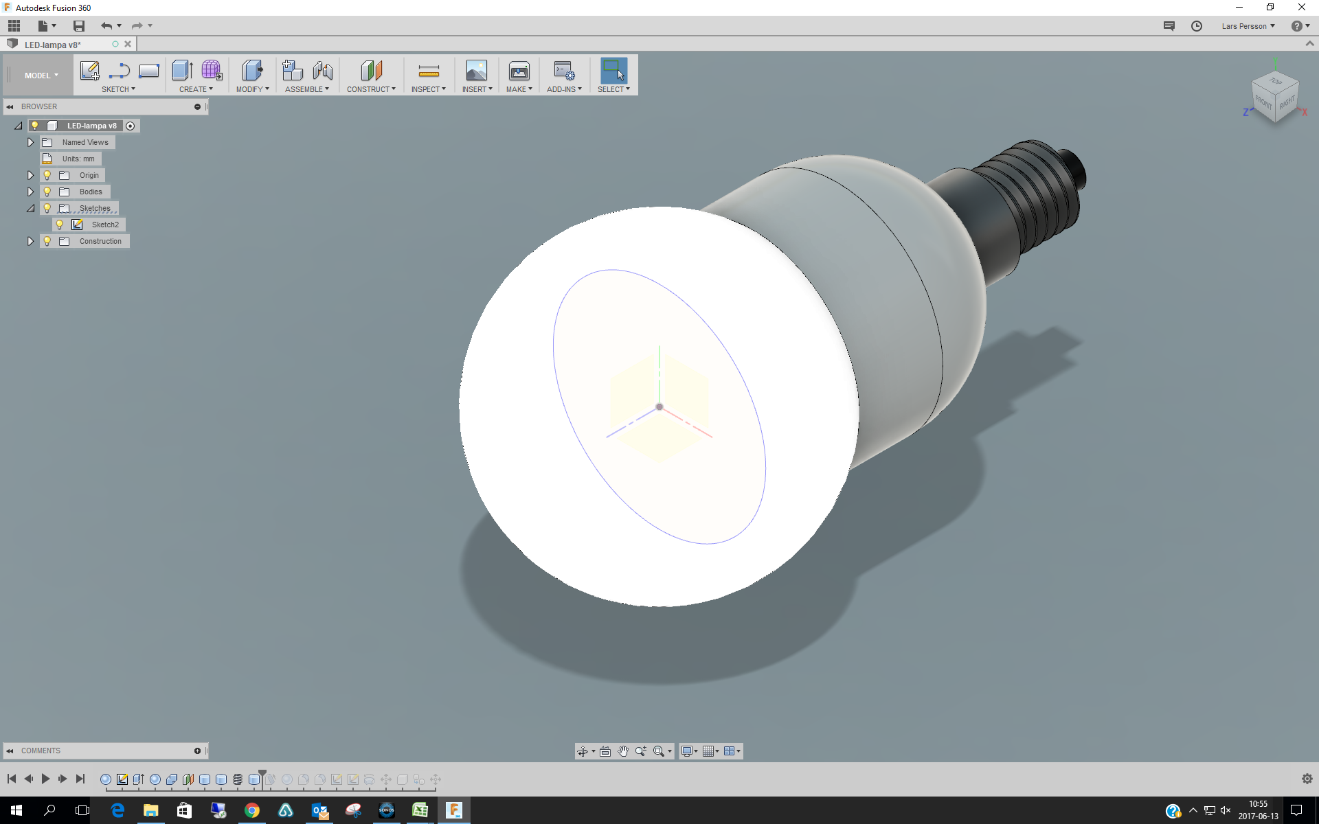 TUTORIAL 3D Modeling in FUSION360. A LED lamp in a few easy